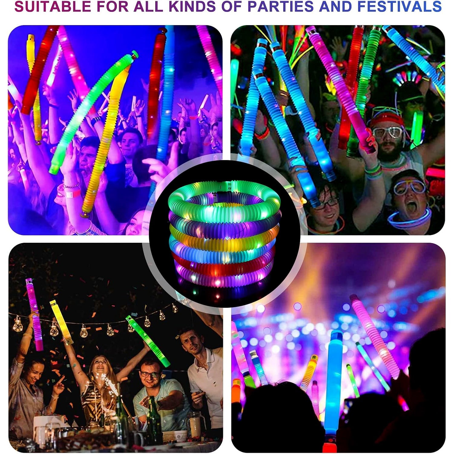 LED Glow Pop Tube Fidget Toy (Mix Color / 1 Pc) LED Glow Pop Tube Fidget Toy (Mix Color / 1 Pc)